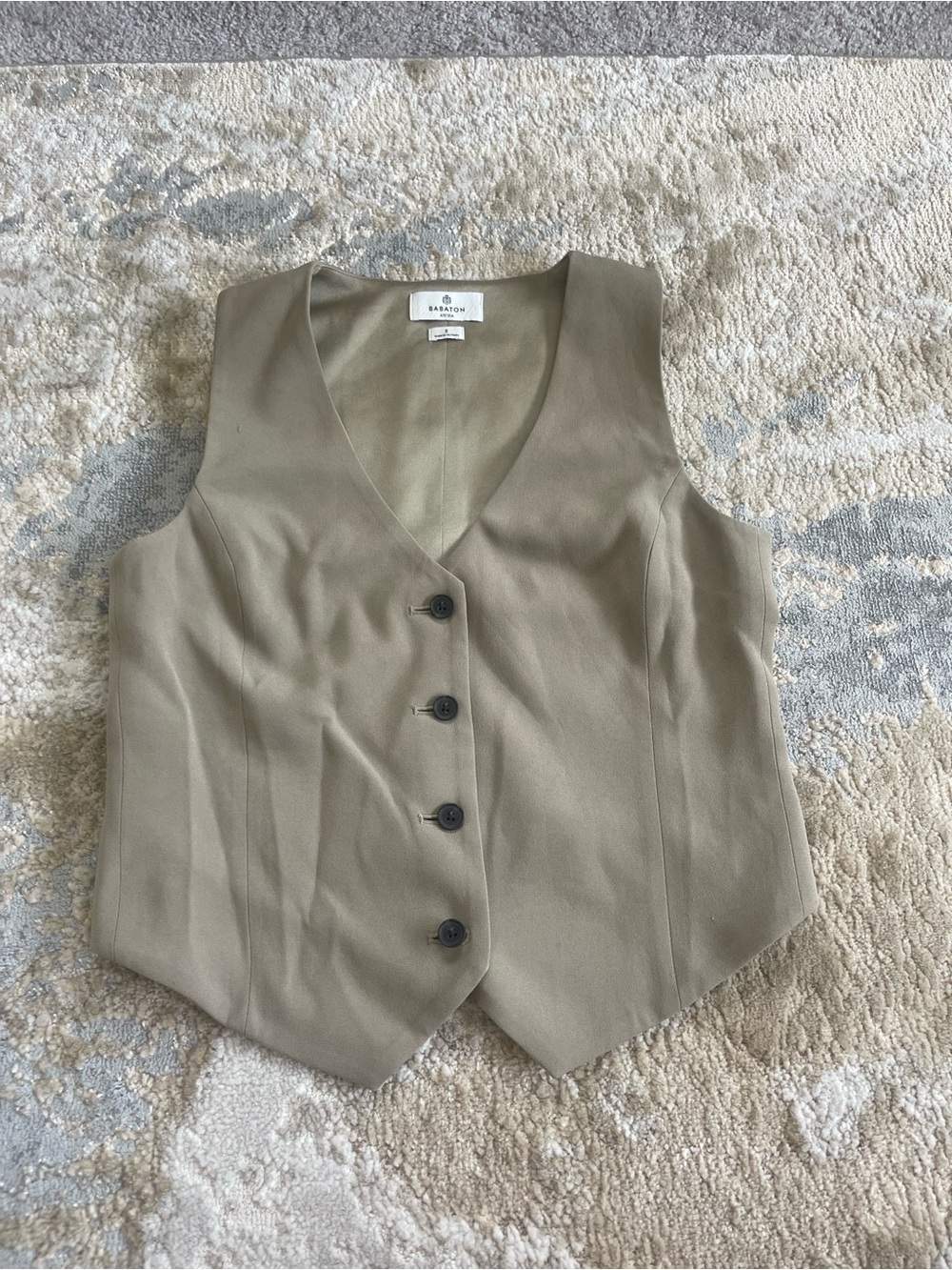 Aritzia Olive Tailored V-Neck Button Vest